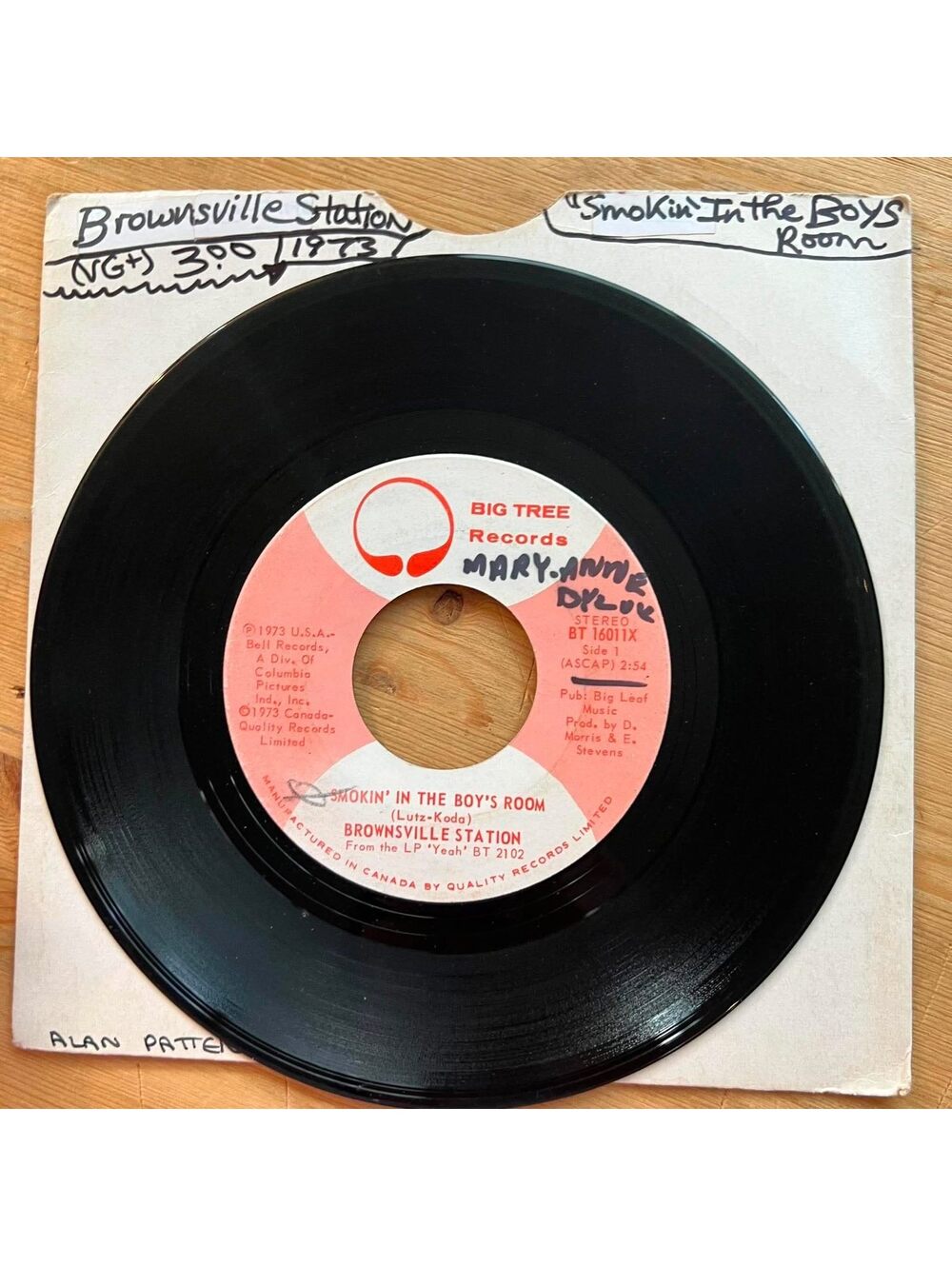 Brownsville Station - Smokin' in the Boys Room/Barefootin' 45rpm VG+ R90